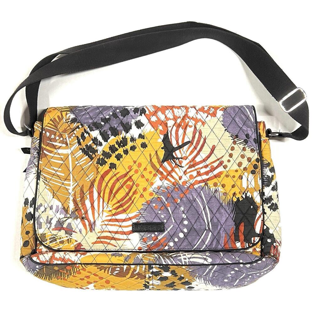 Vera Bradley Quilted Messenger Bag in Painted Feathers